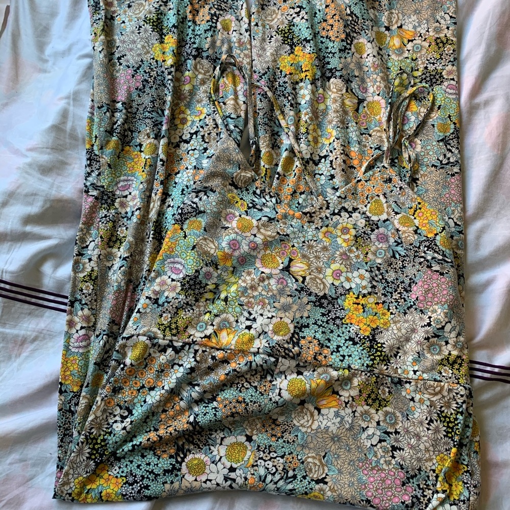 Floral wide leg romper